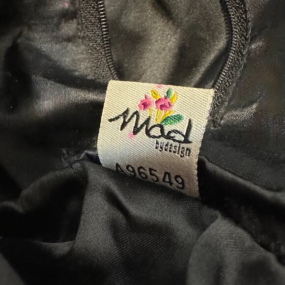 Vintage Mad by Design Black Silk Rose Handbag Glam Evening Purse Horn Handles - Picture 6 of 13